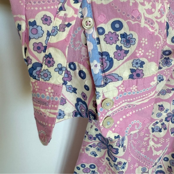 Talbots Women's Plus 2X Floral Cotton Blouse Long Sleeve Collared Button Down - Picture 12 of 13